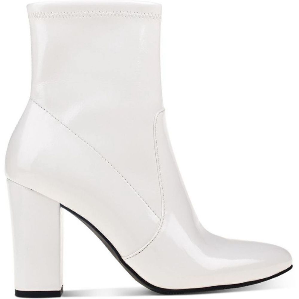 Wild Pair  Womens Becci White Patent Zipper Pointed Toe Booties Shoes white 10M